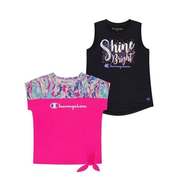 NWT GIRLS CHAMPION 2 PACK TSHIRTS - Picture 1 of 3